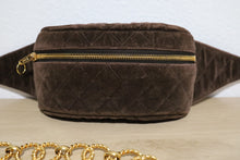 Load image into Gallery viewer, Vintage Chanel Brown Suede Medallion Fanny Belt Bum Bag Gold Hardware
