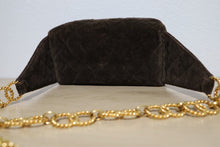 Load image into Gallery viewer, Vintage Chanel Brown Suede Medallion Fanny Belt Bum Bag Gold Hardware
