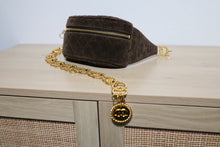 Load image into Gallery viewer, Vintage Chanel Brown Suede Medallion Fanny Belt Bum Bag Gold Hardware
