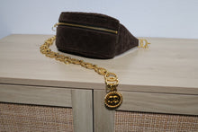 Load image into Gallery viewer, Vintage Chanel Brown Suede Medallion Fanny Belt Bum Bag Gold Hardware
